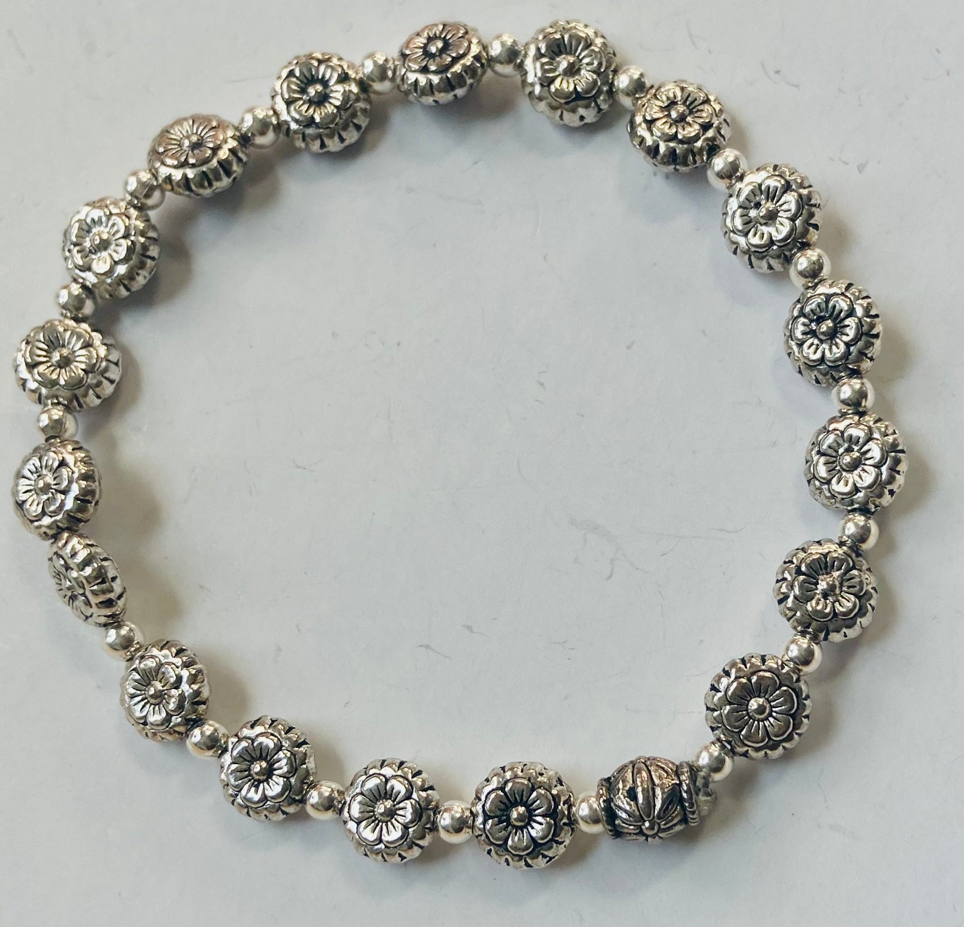 Silver Flower Antique and silver spacer beads 